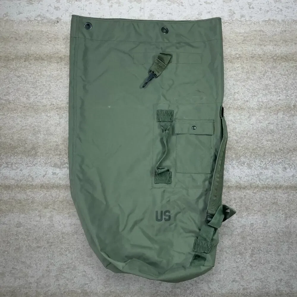 Vintage 90s Military Duffle Bag 24x36x18 Green Nylon Canvas Heavy Duty OD